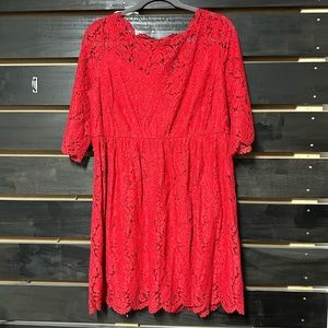 Red - NWT - Lane Bryant Lace overlay lined dress - Size 18